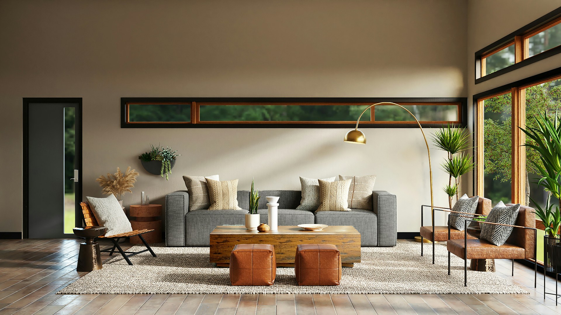 Courtyard Villa Living - Basalt Reflection & Double-Height Space